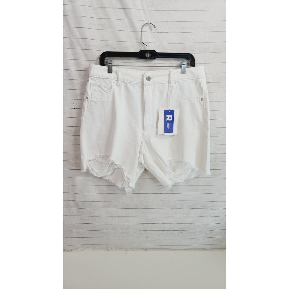 DL1961 Emilie High Waist Denim Shorts 6.5in Rise in White Raw, sz 30